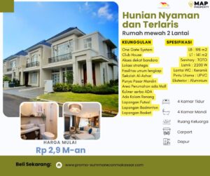 Dijual Rumah Cantik Dekat Bandara Fasilitas Lengkap di Summarecon Makassar Memiliki rumah mewah dan nyaman di lokasi strategis kini bukan lagi sekedar impian