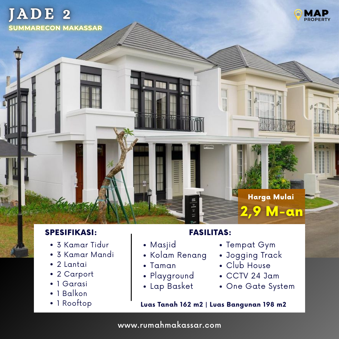 Jade 2 Summarecon Makassar Hunian Mewah dengan Fasilitas Premium Mulai 2,9 M-an Jika Anda sedang mencari rumah mewah dengan kualitas